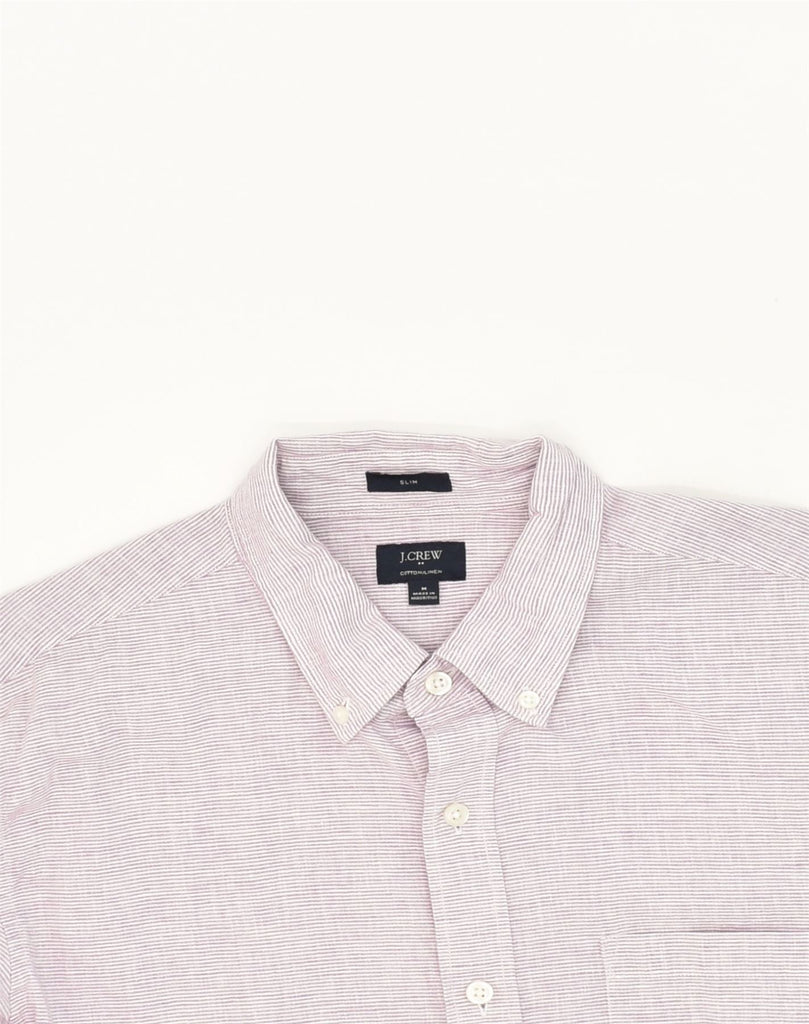 J. CREW Mens Slim Shirt Medium Pink Striped Cotton | Vintage J. Crew | Thrift | Second-Hand J. Crew | Used Clothing | Messina Hembry 