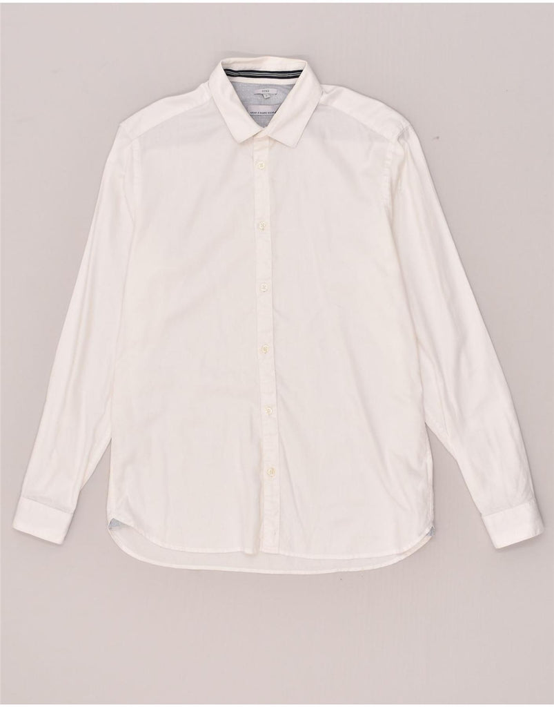 JULES Mens Fitted Shirt Large White Cotton | Vintage Jules | Thrift | Second-Hand Jules | Used Clothing | Messina Hembry 