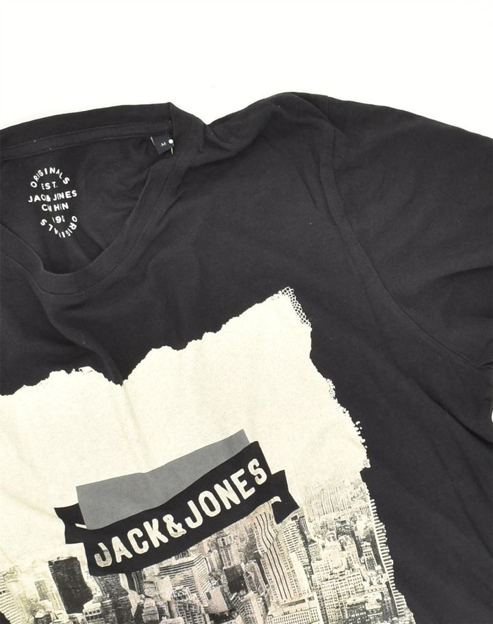 JACK & JONES Mens Graphic T-Shirt Top Medium Black Cotton | Vintage Jack & Jones | Thrift | Second-Hand Jack & Jones | Used Clothing | Messina Hembry 