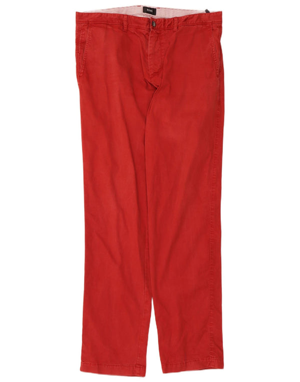 Hugo Boss Mens Straight Chino Trousers W36 L33 Red