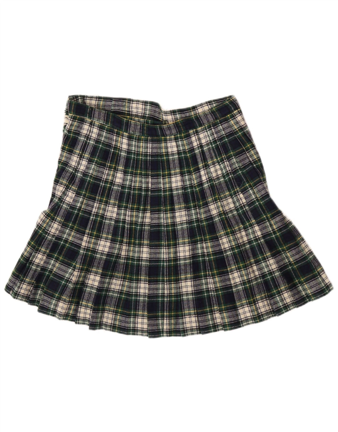 Vintage Womens Mini Wrap Skirt W28 Medium Green Plaid