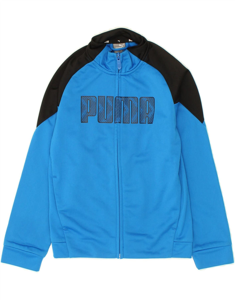 PUMA Boys Graphic Tracksuit Top Jacket 7-8 Years Blue Colourblock | Vintage Puma | Thrift | Second-Hand Puma | Used Clothing | Messina Hembry 