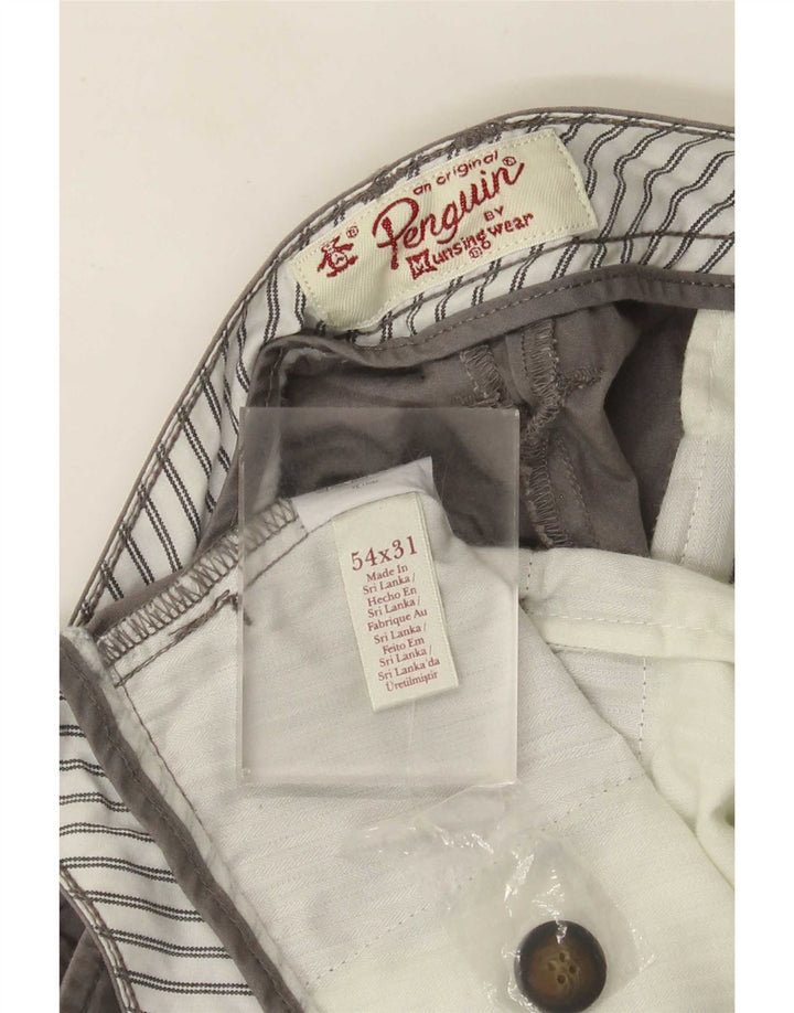 Penguin Mens Cropped Trousers W54 L25 Grey Cotton