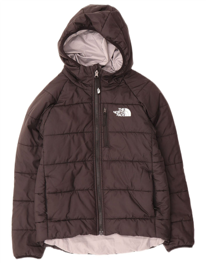 THE NORTH FACE Girls Hooded Padded Jacket 9-10 Years Medium  Black