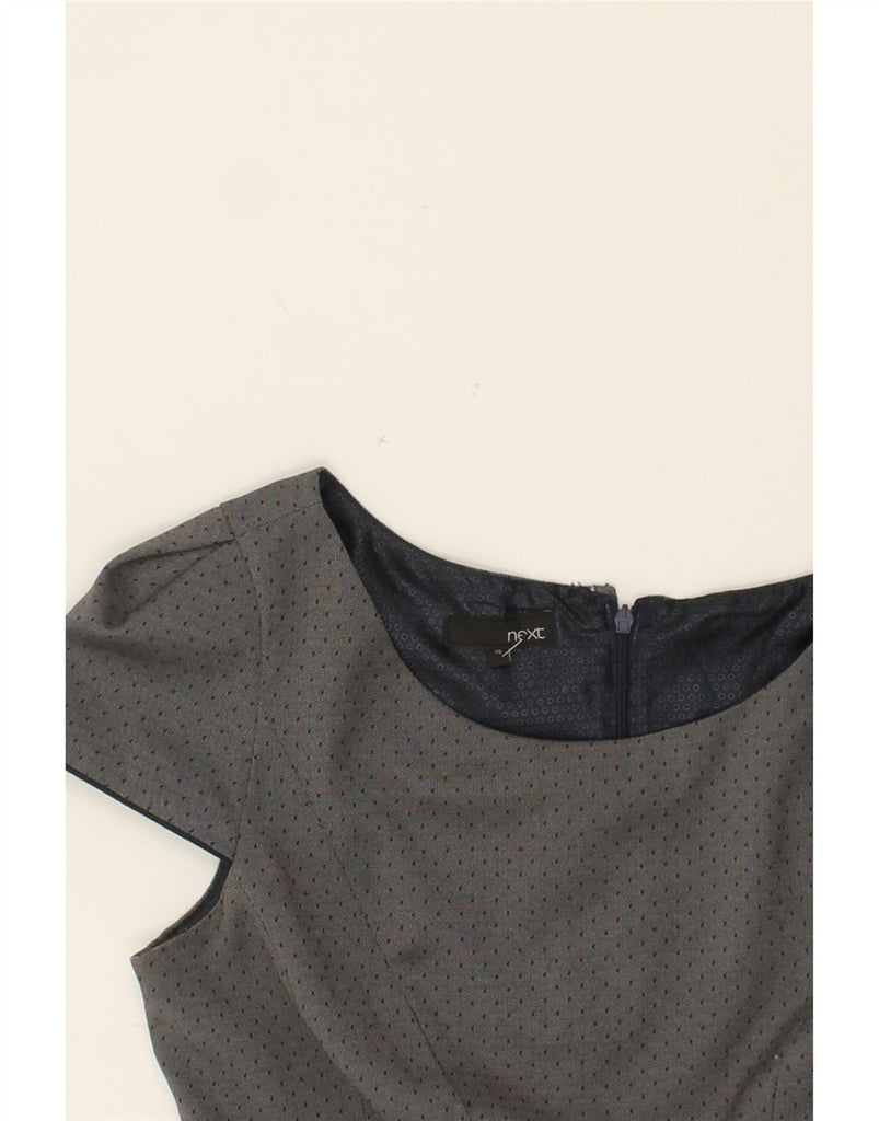 NEXT Womens Bodycon Dress UK 10 Small Grey Spotted Polyester Vintage Next and Second-Hand Next from Messina Hembry 