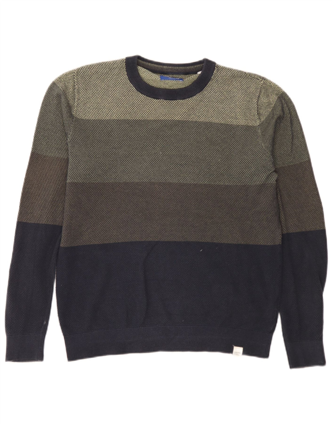 Jack & Jones Mens Crew Neck Jumper Sweater Medium Multicoloured Colourblock