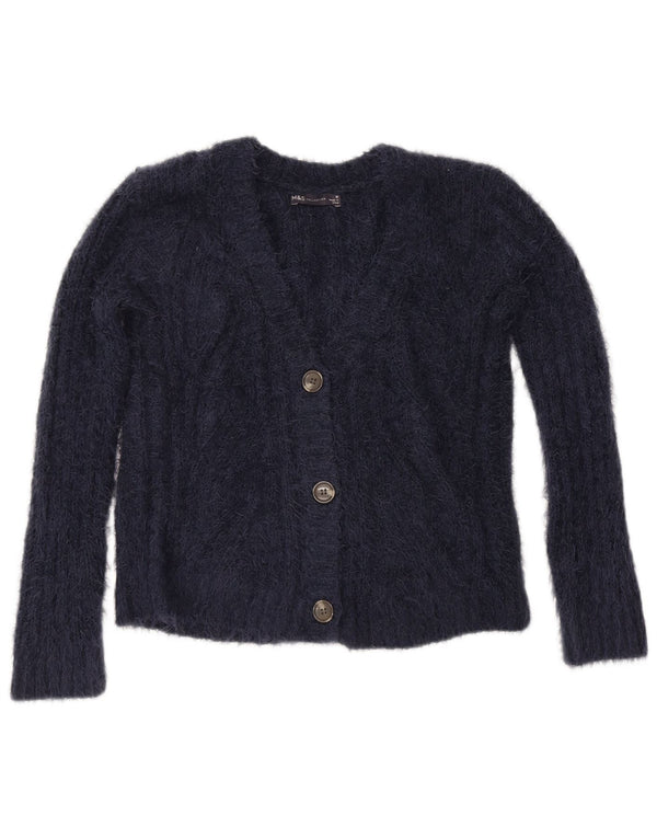 Marks & Spencer Womens Cardigan Sweater UK 14 Medium Navy Blue Polyester