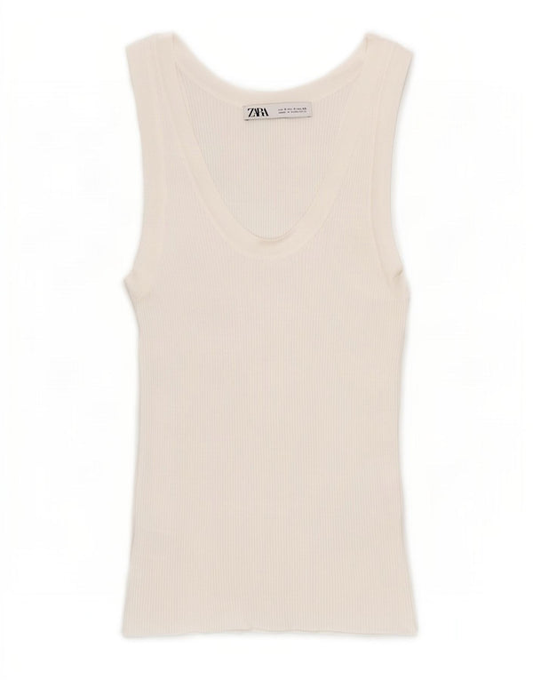 Zara Womens Vest Top UK 8 Small White Viscose