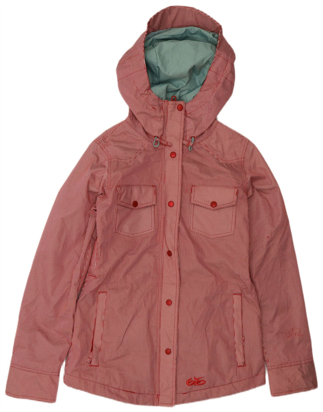 NIKE Womens Hooded Windbreaker Jacket UK 10 Small Red Pinstripe Polyester