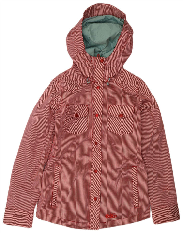 NIKE Womens Hooded Windbreaker Jacket UK 10 Small Red Pinstripe Polyester