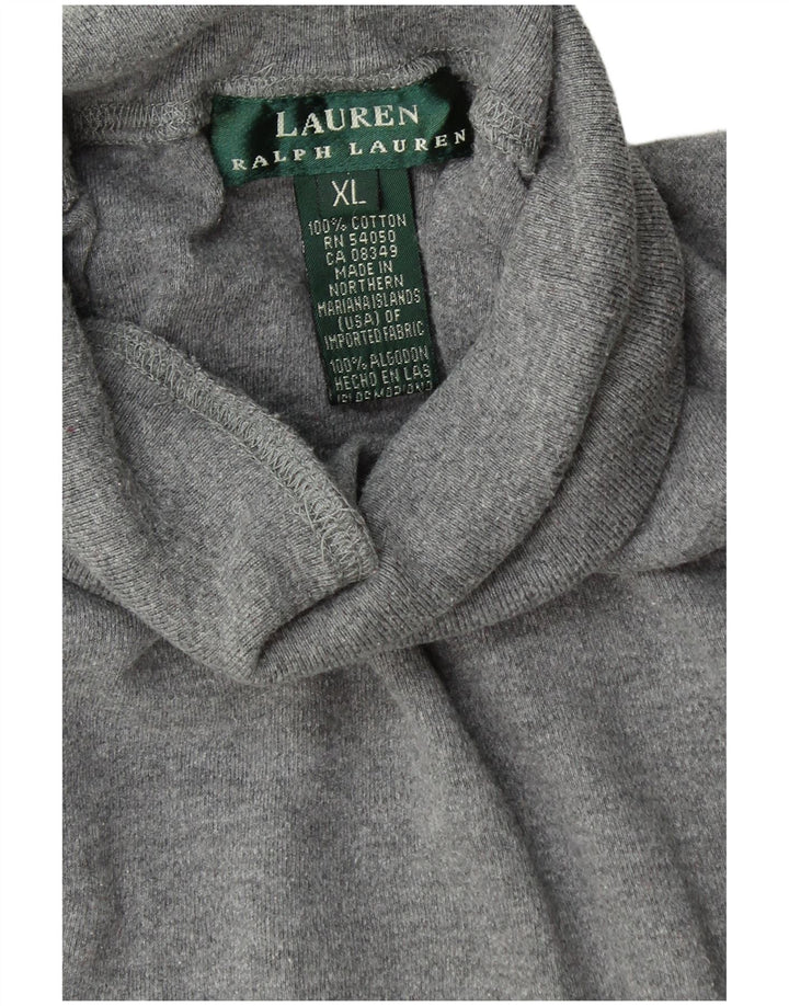 RALPH LAUREN Womens Roll Neck Jumper Sweater UK 18 XL Grey Cotton