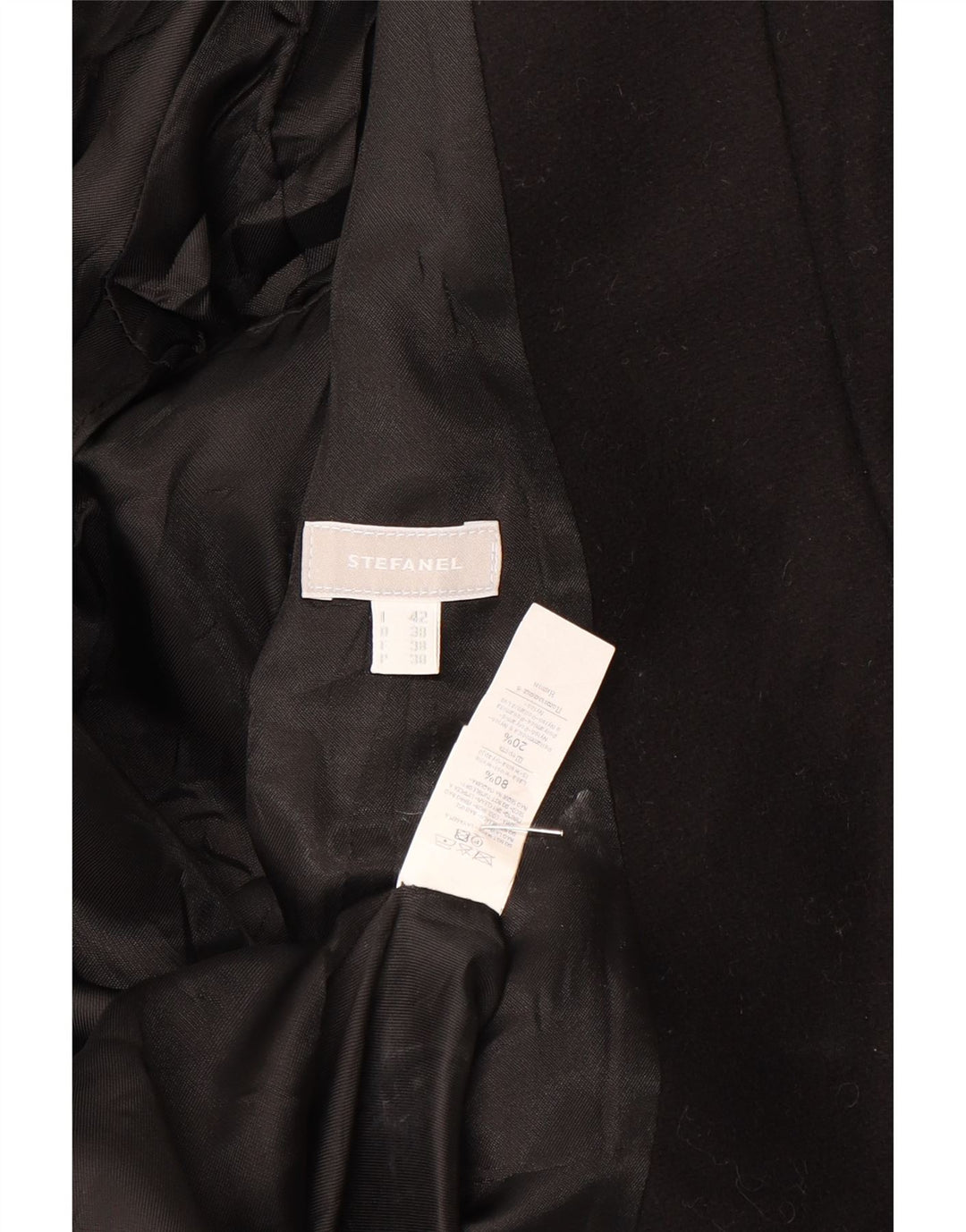 Stefanel Womens Overcoat IT 42 Medium Black Wool