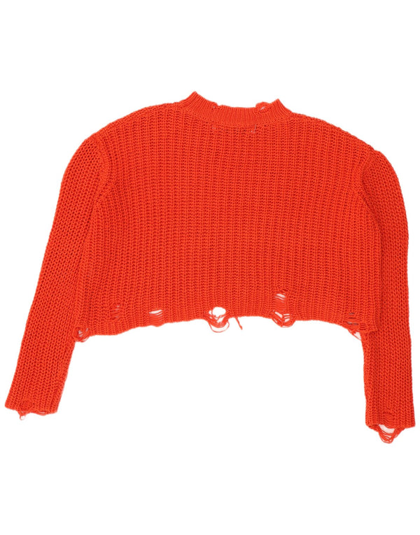 Zara Womens Crop Oversized Turtle Neck Jumper Sweater UK 10 Small Orange