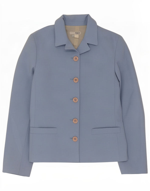 Zara Womens 5 Button Blazer Jacket EU 36 XS Blue Polyester