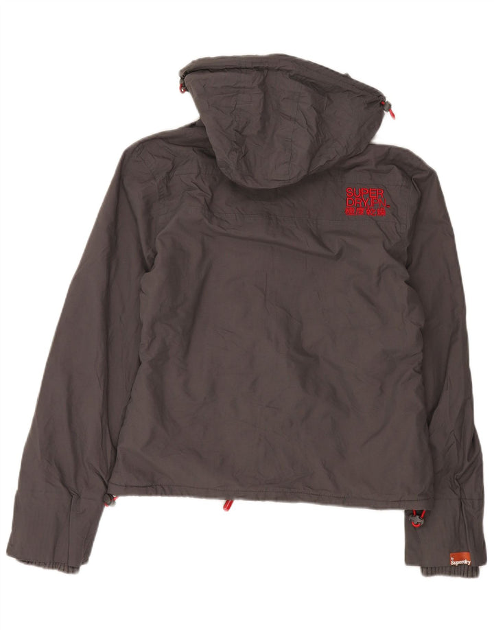 Superdry Womens The Windcheater Hooded Windbreaker Jacket UK 14 Medium Grey