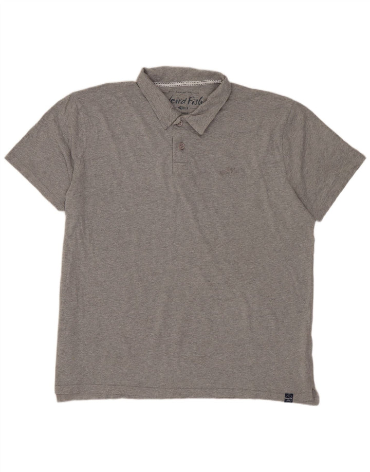 WEIRD FISH Mens Polo Shirt XL Grey Cotton