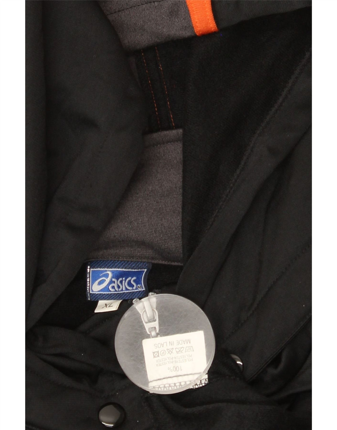 ASICS Mens Hooded Tracksuit Top Jacket XL Black Colourblock Polyester