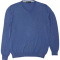 TRUSSARDI Mens V-Neck Jumper Sweater Large Blue Cotton