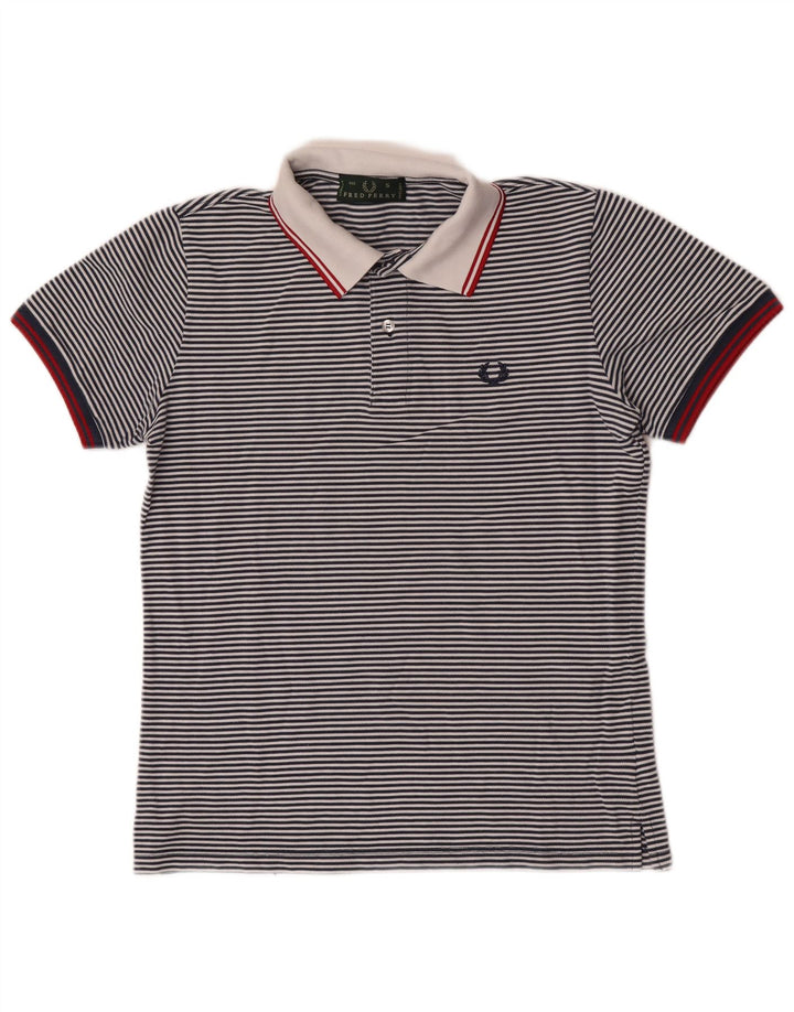 Fred Perry Mens Polo Shirt Small Navy Blue Pinstripe Cotton