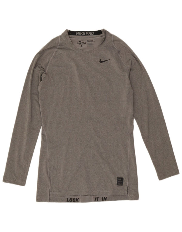Nike Mens Dri Fit Top Long Sleeve Medium Grey Colourblock Polyester