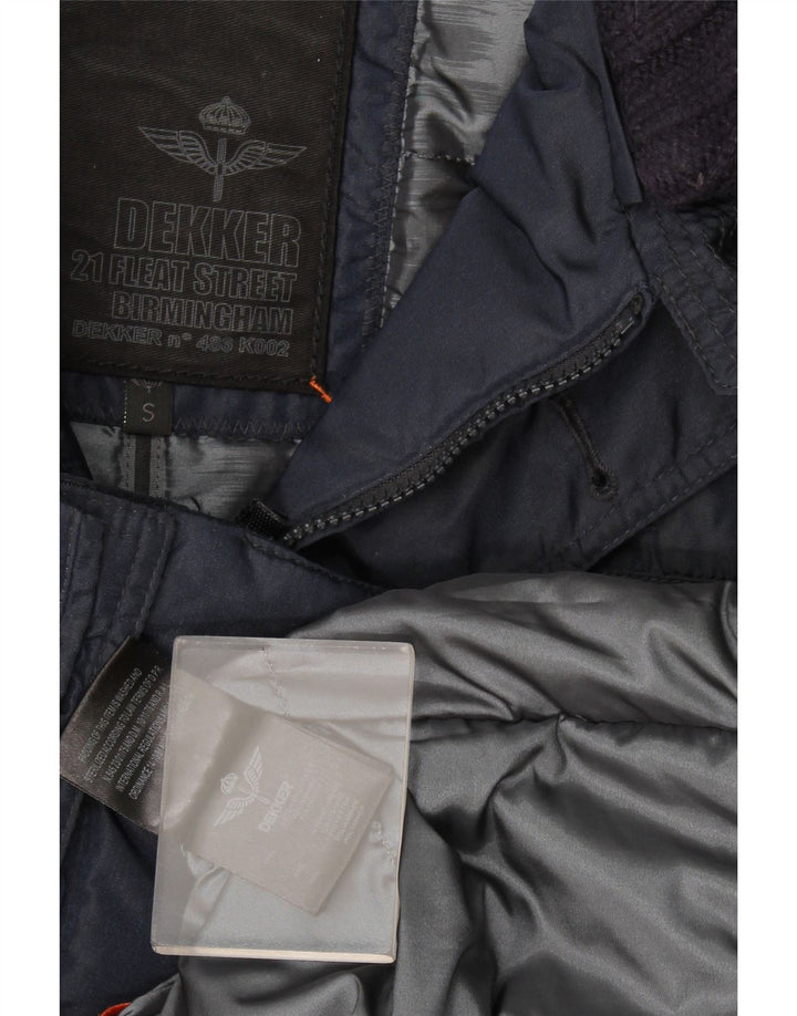 Dekker Mens Hooded Padded Coat UK 36 Small Navy Blue Polyamide