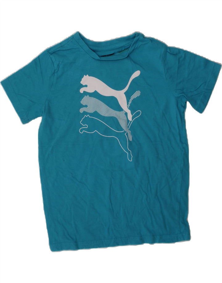 PUMA Boys Graphic T-Shirt Top 7-8 Years Small Blue Cotton Vintage Puma and Second-Hand Puma from Messina Hembry 