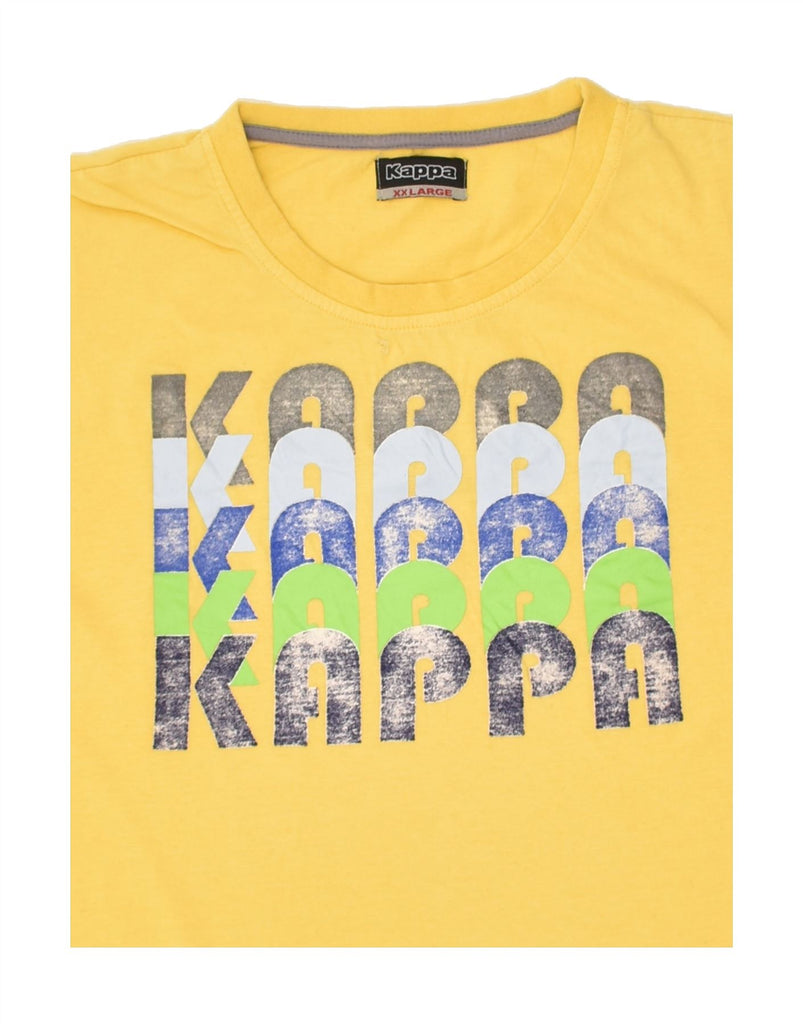 KAPPA Mens Graphic T-Shirt Top 2XL Yellow Cotton | Vintage Kappa | Thrift | Second-Hand Kappa | Used Clothing | Messina Hembry 