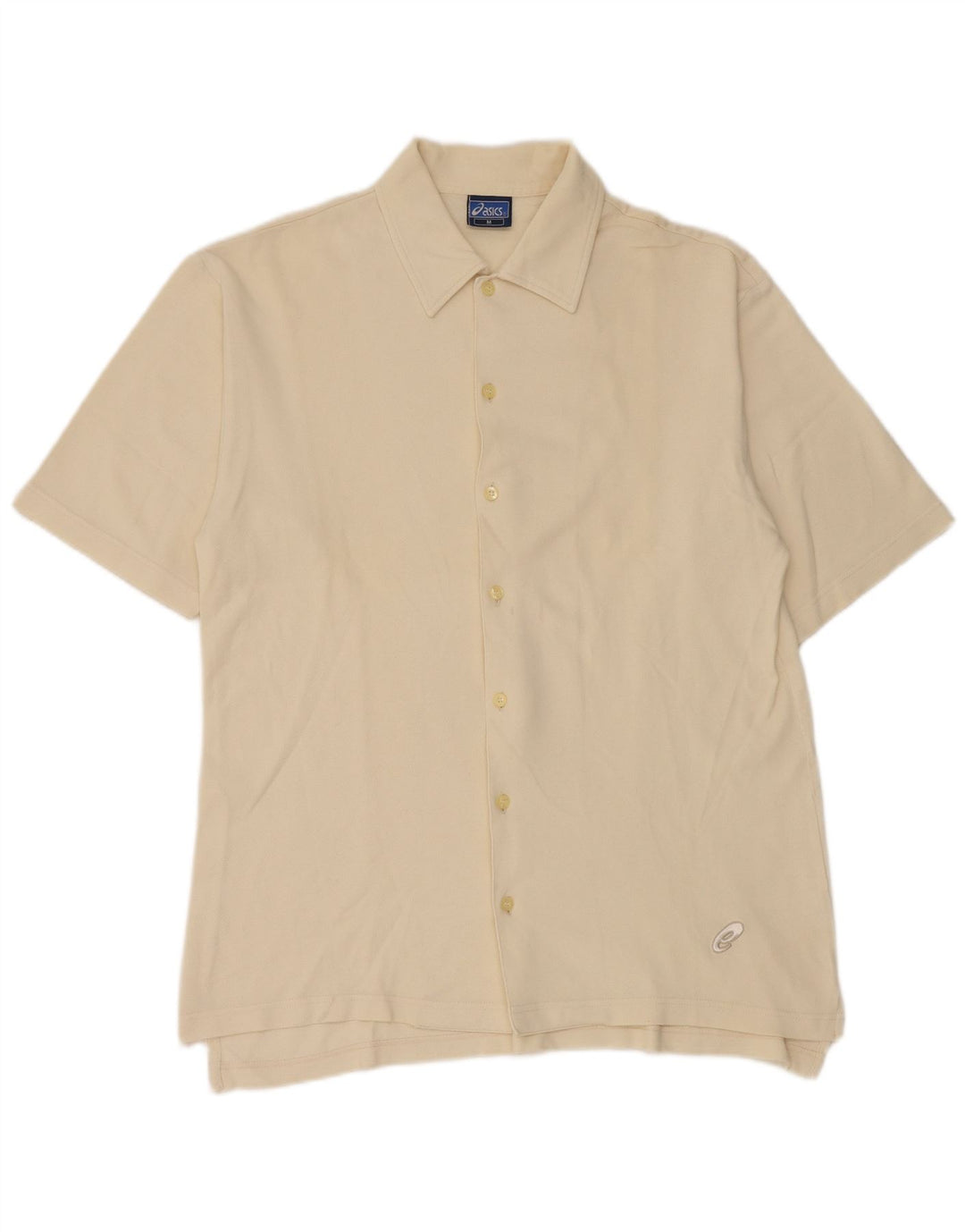 Asics Mens Short Sleeve Shirt Medium Yellow Cotton