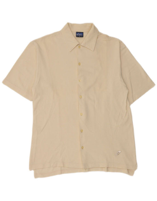 Asics Mens Short Sleeve Shirt Medium Yellow Cotton