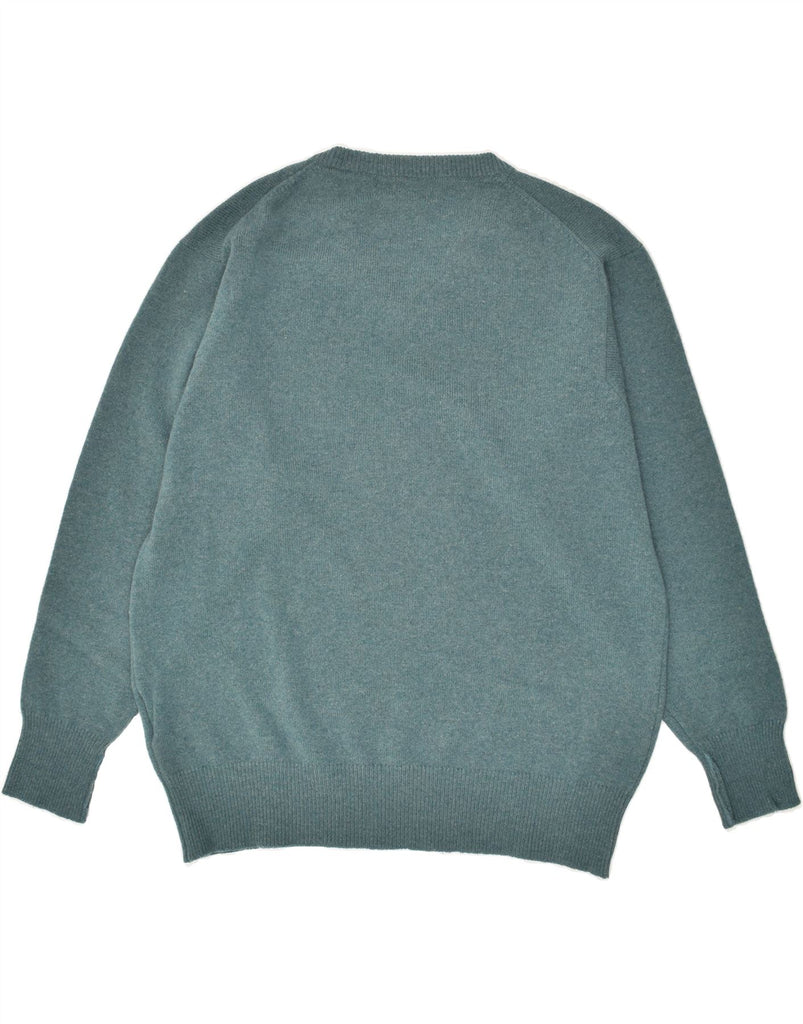 BARBOUR Mens V-Neck Jumper Sweater Large Turquoise Lambswool | Vintage Barbour | Thrift | Second-Hand Barbour | Used Clothing | Messina Hembry 