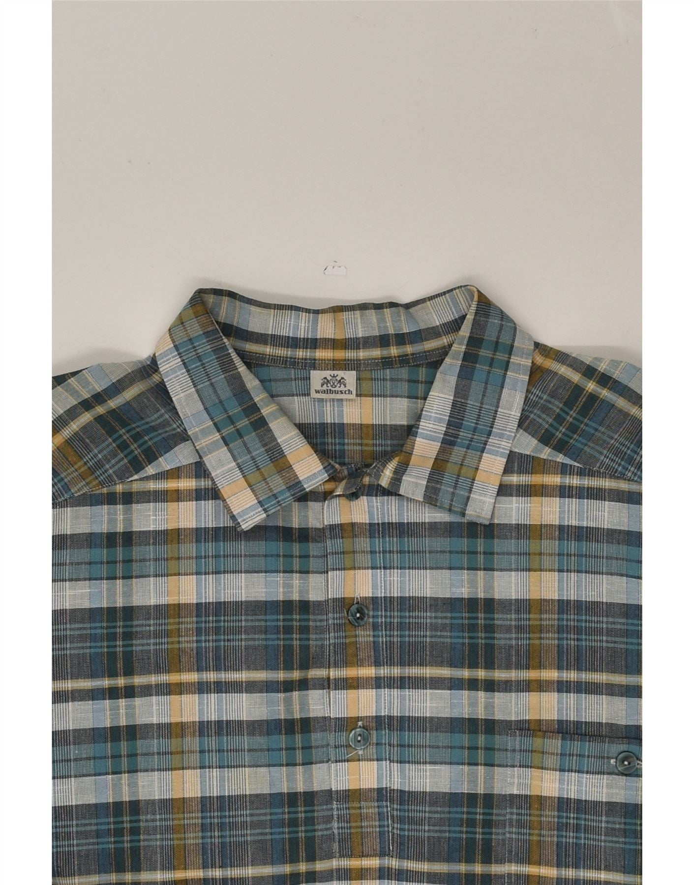 WALBUSCH Mens Pullover Shirt 2XL Grey Check Cotton, Vintage & Second-Hand  Clothing Online