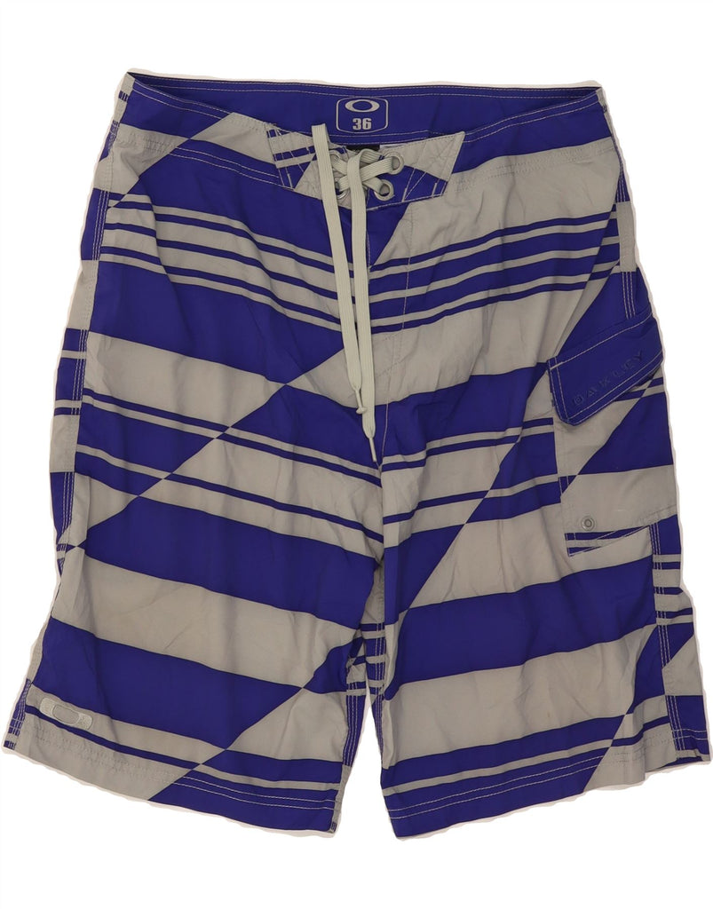 OAKLEY Mens Swimming Shorts Large  Blue Striped Polyester Vintage Oakley and Second-Hand Oakley from Messina Hembry 
