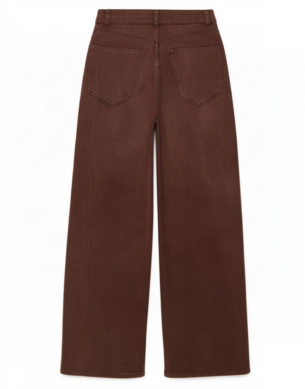 Zara Womens High Waist Wide Leg Jeans EU 34 2XS W24 L31 Brown
