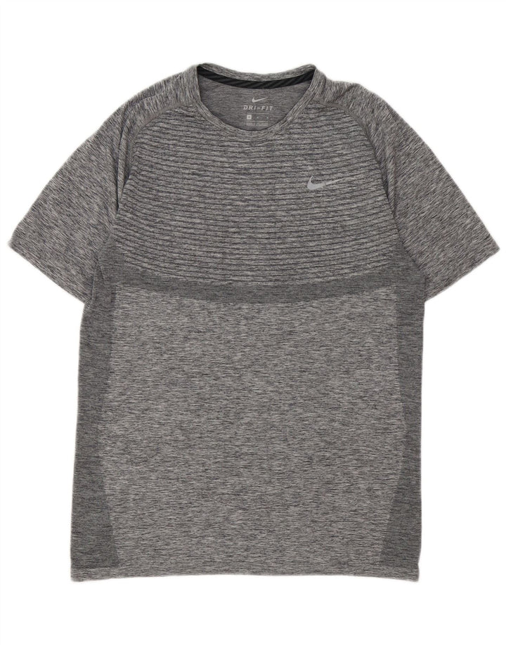 Nike Womens Dri Fit T-Shirt Top UK 14 Medium Grey Flecked