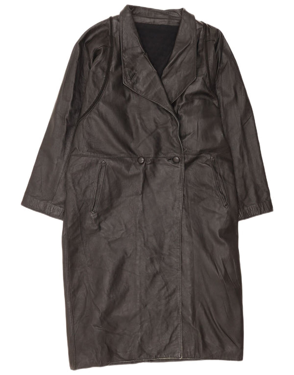 Vintage Womens Leather Coat UK 18 XL Black