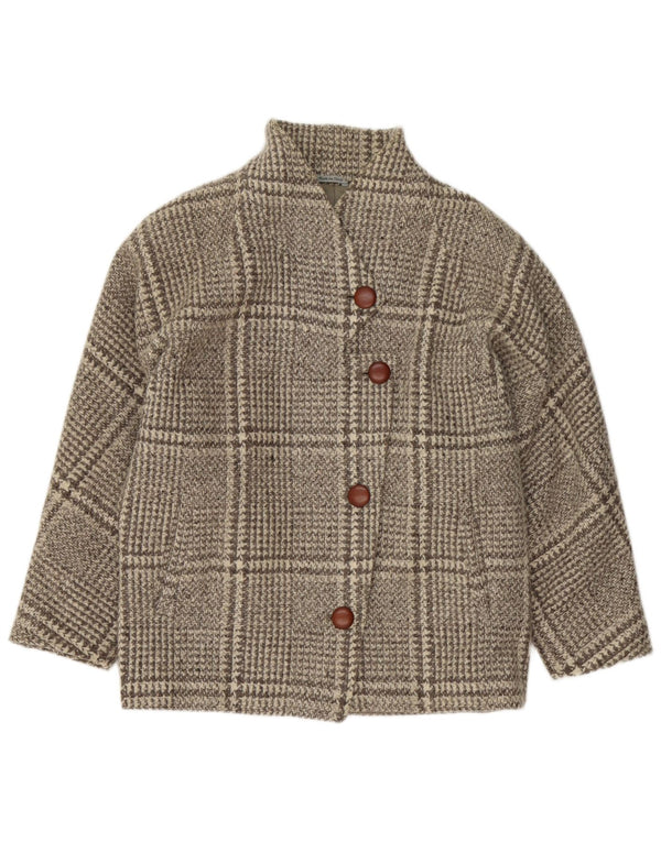 Vintage Womens Oversized Overcoat UK 16 Large Grey Check