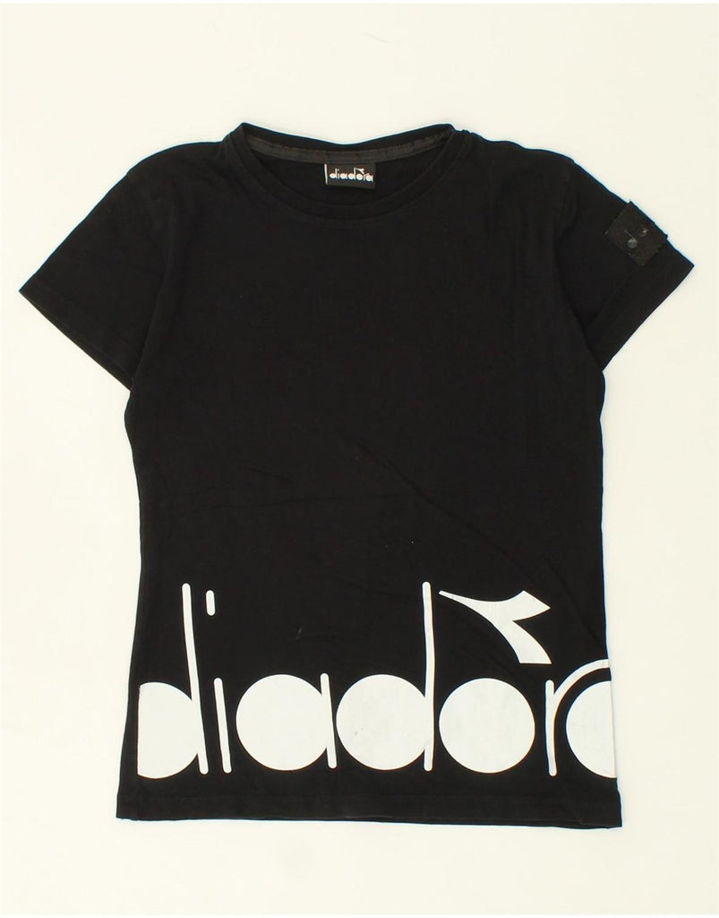 DIADORA Girls Graphic T-Shirt Top 6-7 Years Black Vintage Diadora and Second-Hand Diadora from Messina Hembry 