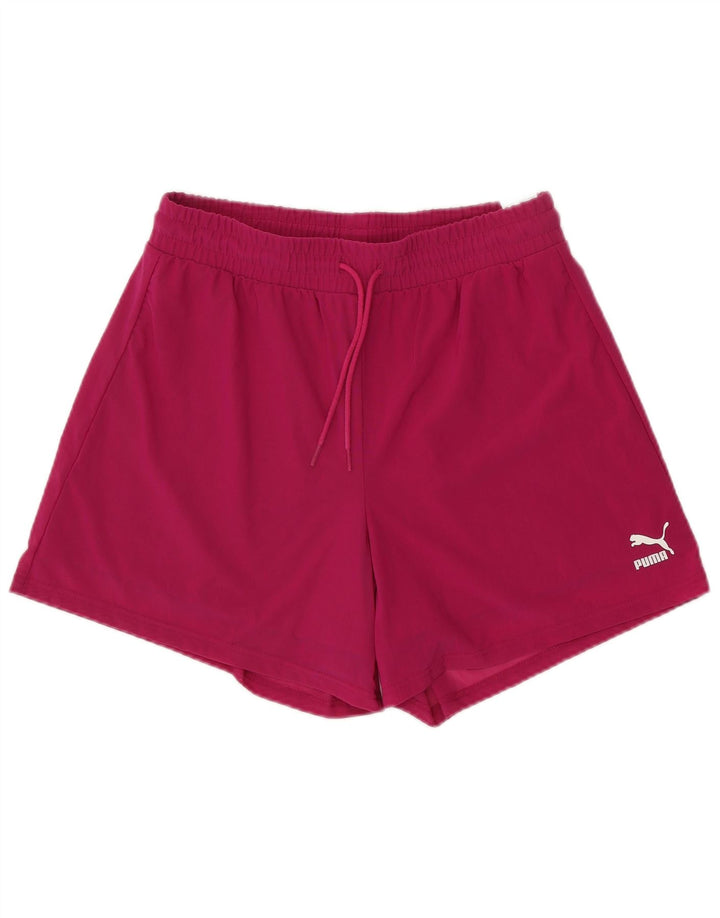 Puma Womens Sport Shorts UK 14 Medium  Pink Nylon