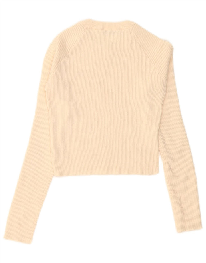 Zara Womens Crop Top Long Sleeve UK 8 Small Beige