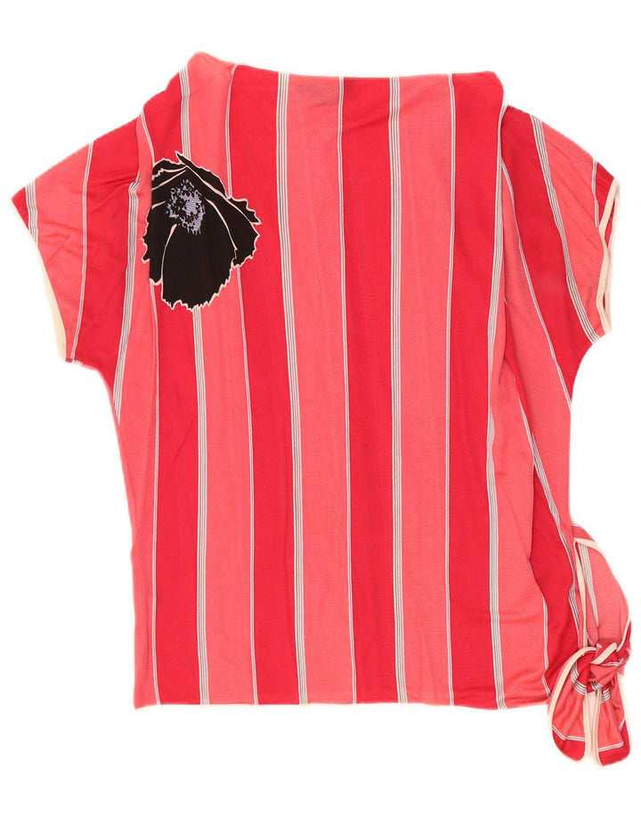 VINTAGE Womens Batwing Blouse Top IT 44 Medium Red Striped Acrylic