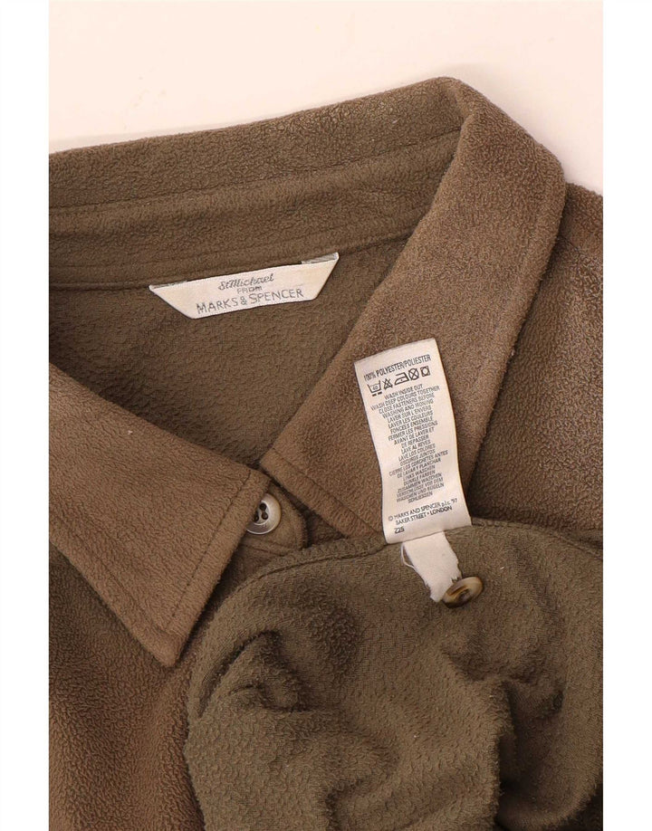 Marks & Spencer Womens Fleece Shirt UK 14 Large Beige Polyester