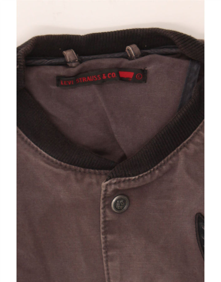 LEVI'S Mens Slim Fit Graphic Varsity Jacket UK 40 Large Grey Colourblock Vintage Levi's and Second-Hand Levi's from Messina Hembry 
