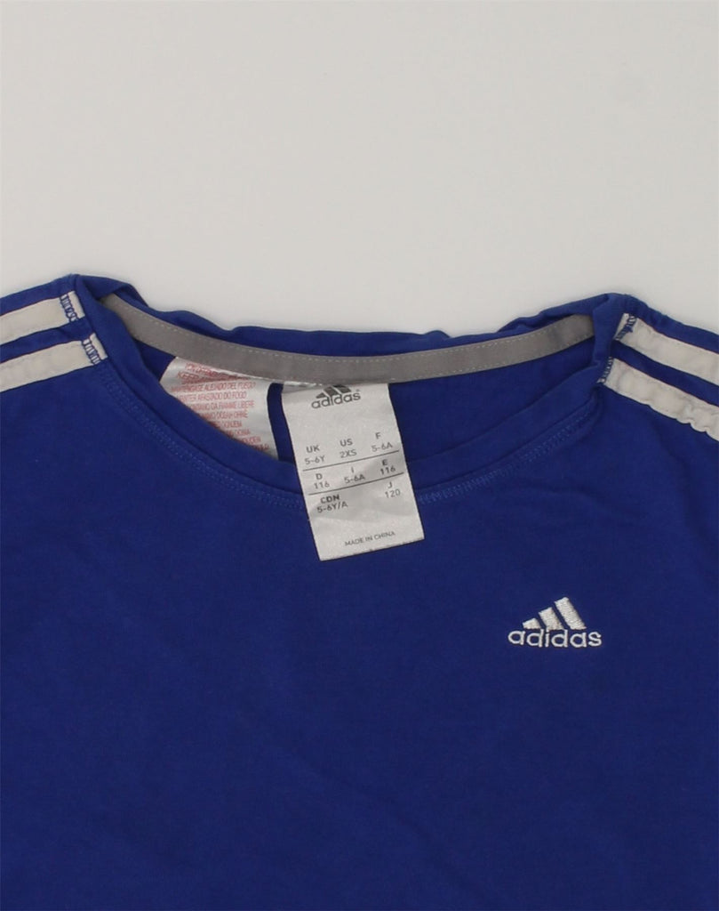 ADIDAS Boys T-Shirt Top 5-6 Years Navy Blue Cotton | Vintage Adidas | Thrift | Second-Hand Adidas | Used Clothing | Messina Hembry 