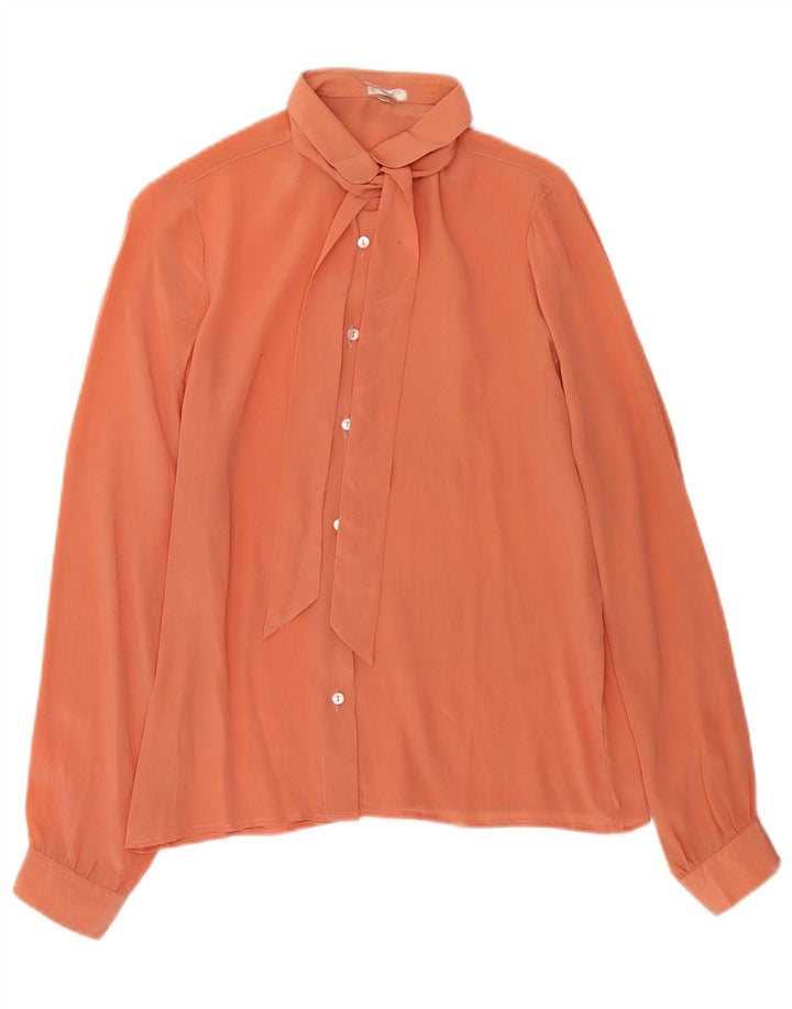Vintage Womens Front Tie Shirt Blouse IT 44 Medium Orange