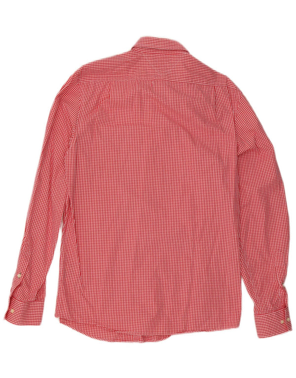 Tommy Hilfiger Mens Slim Fit Shirt Size 15 1/2 Medium Red Gingham