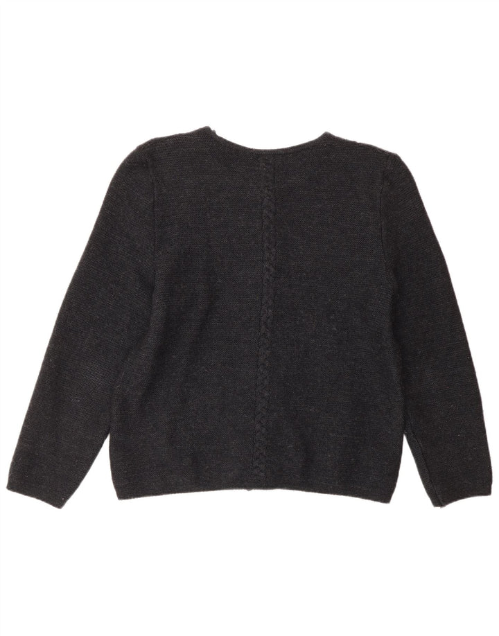 KAUFMANN Womens Cardigan Sweater IT 44 Medium Grey Floral Wool