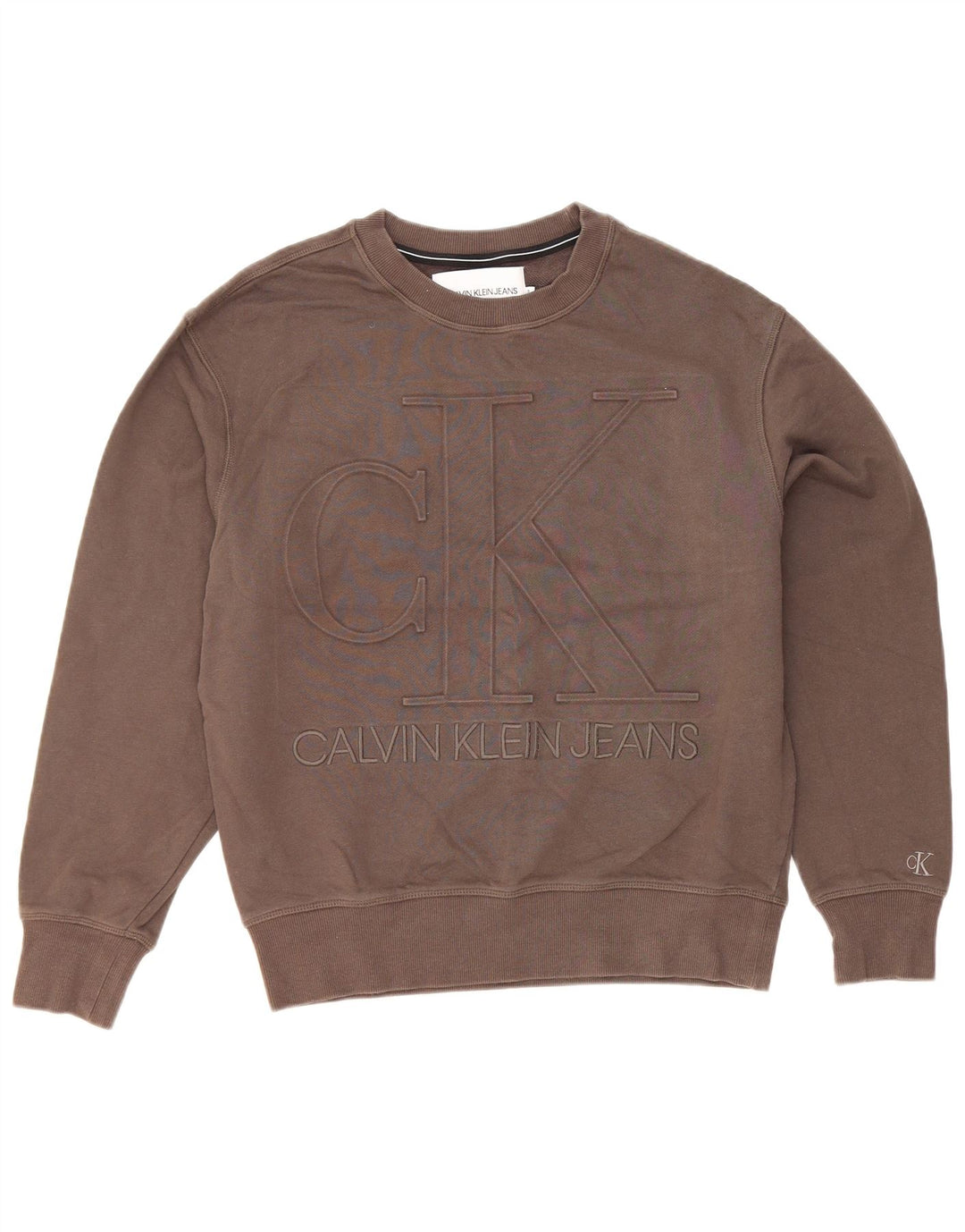 Calvin Klein Jeans Mens Graphic Sweatshirt Jumper Small Grey Cotton