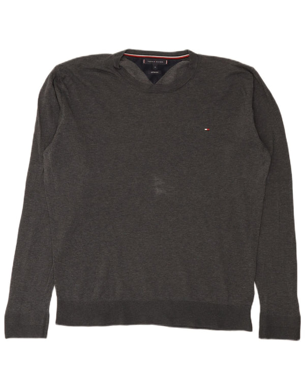 Tommy Hilfiger Mens Crew Neck Jumper Sweater XL Grey Cotton
