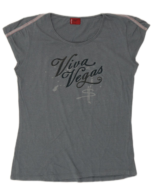 Levi's Womens Graphic T-Shirt Top UK 14 Large Grey Cotton