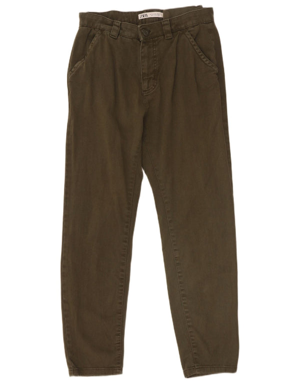 Zara Mens Tapered Chino Trousers EU 38 Small W30 L29 Khaki Cotton